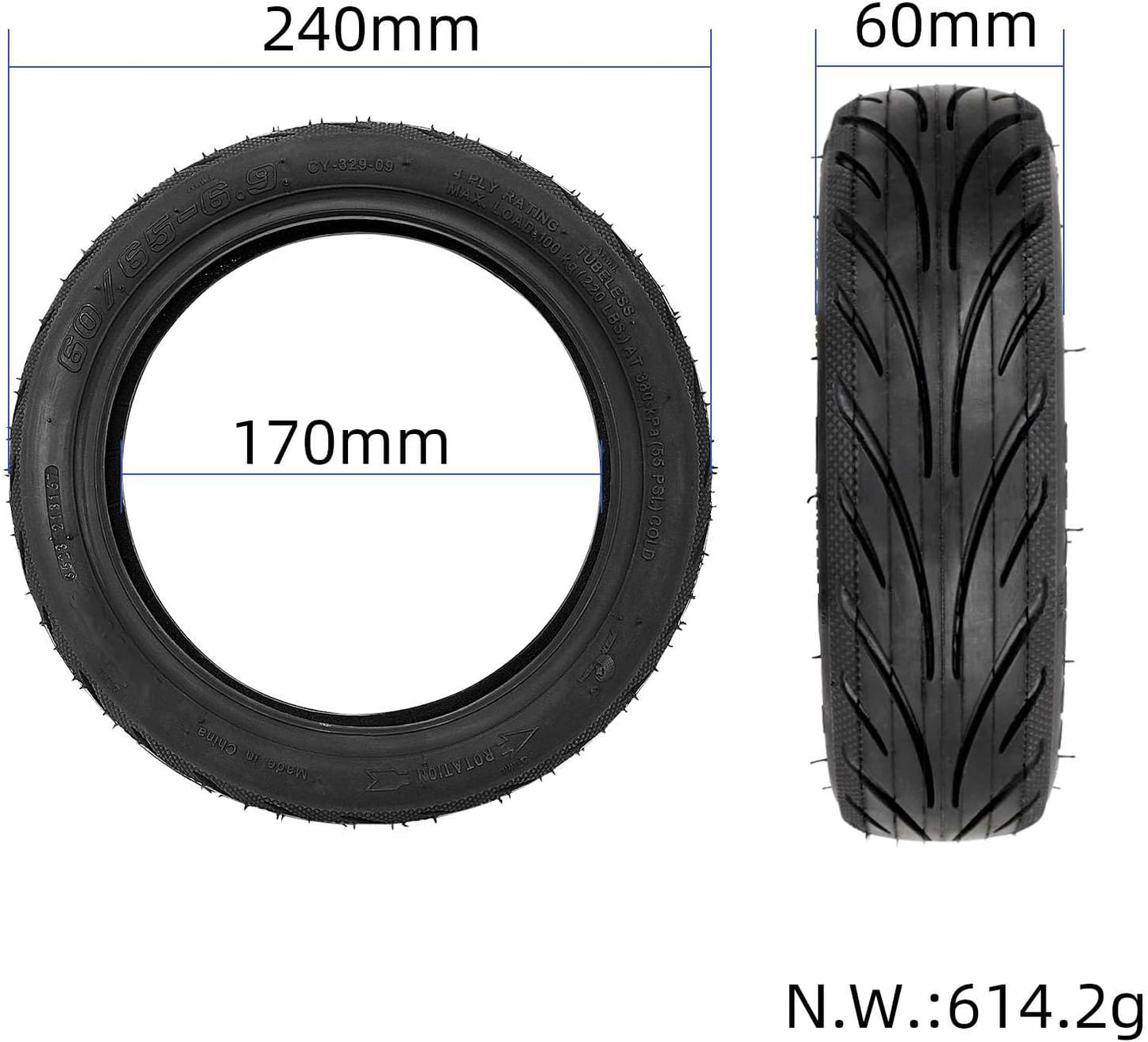 Tubeless Tire 60/65 Tire Replacement for Segway Ninebot